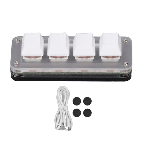 4 Key RGB Red Switch Mechanical Gaming Keyboard Customizable Programming Macro Pad RGB Keypad Compact Layout Gaming Office Work for PC