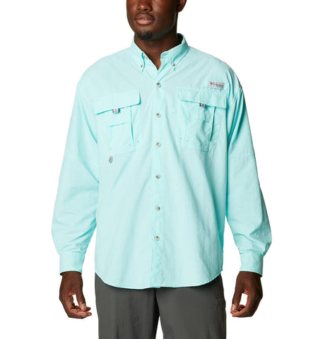 Columbia Men's PFG Bahama II Long Sleeve Shirt, Breathable, UV Protection, Gulf Stream/Realtree Edge, Small