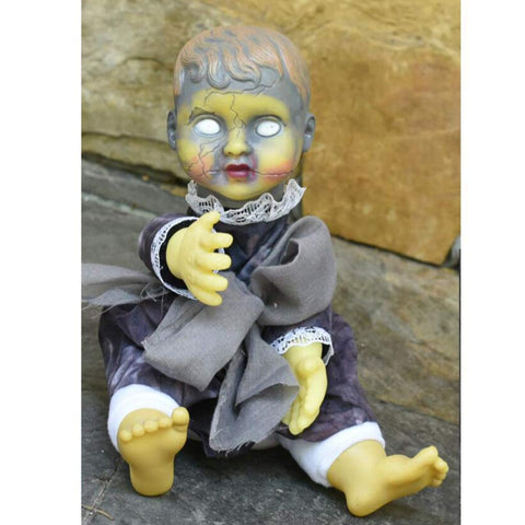 PRETYZOOM Ghost Doll Electric Sitting Doll Toys Horror Voice Control Glowing Sound Making Plaything Doll Creepy Scary Props for Bar Party Ornaments (Assorted)
