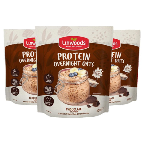 Linwoods Chocolate Protein Overnight Oats | 3 x 300g Porridge Oats | Healthy Breakfast Food | Vegan Friendly & Gluten Free