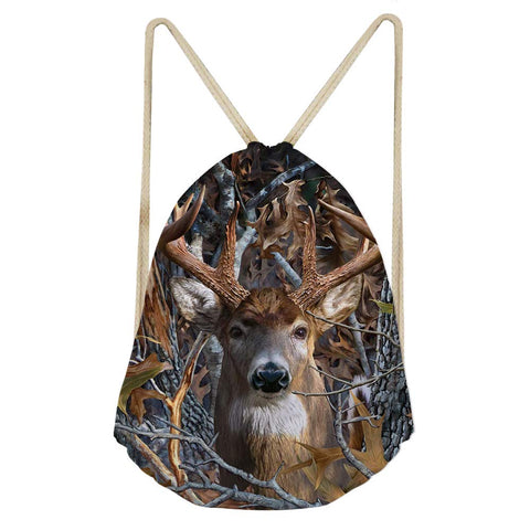 SEANATIVE Animal Reindeer String Backpack Kid School Drawstring Bag Cinch Sack Gymsack Gym Sackpack
