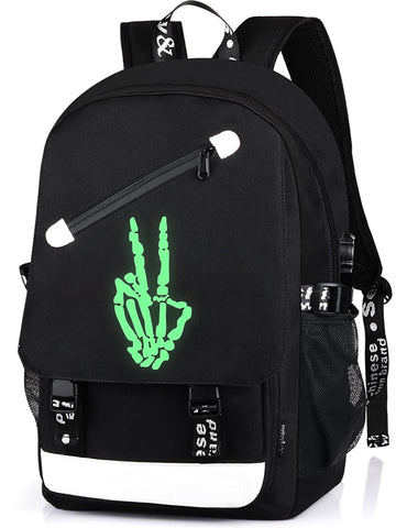 FEWOFJ Anime Victory Gesture Backpack for Boys, School Bags Glow Bookbags for Teenagers