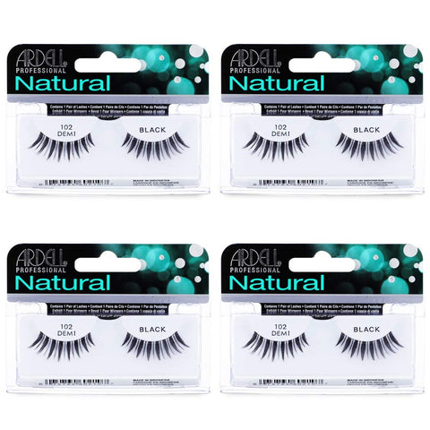 Ardell Natural Lashes False Eyelashes 102 Black Demi (4 pack)