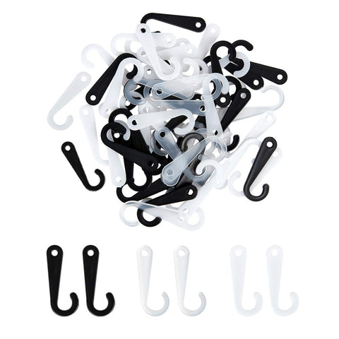 OLYCRAFT 600PCS Sock Display Hooks J-Hooks for Socks Retail Display Hanger, 1.7 Inch Plastic J-Hooks for Socks and Hat (White, Black & Clear)
