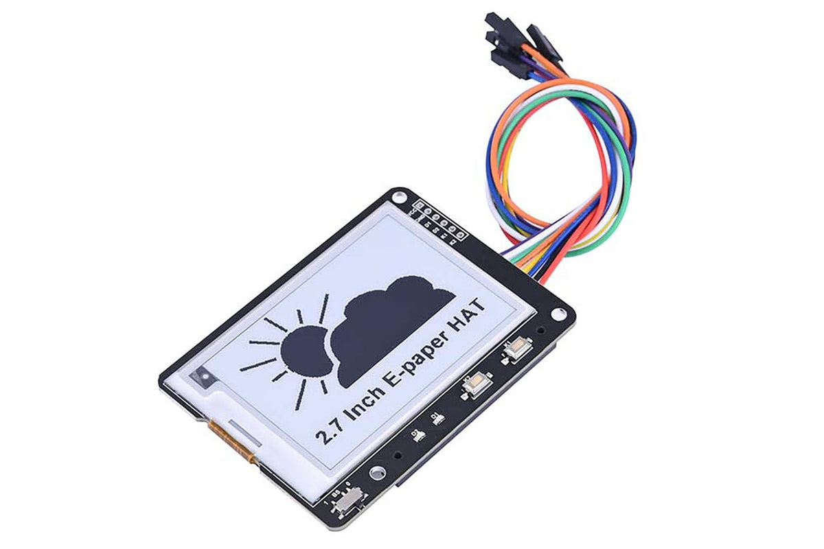 264X176, 2.7inch E-ink Display HAT For Raspberry Pi/Raspberry Pi Pico/Jetson Nano/Arduino/STM32 2.7-Inch E-Paper HAT Two Color Black White SPI Interface