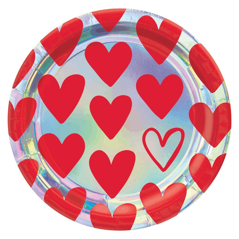 Heart's Day Iridescent Round Party Plates 9", 8 Ct.