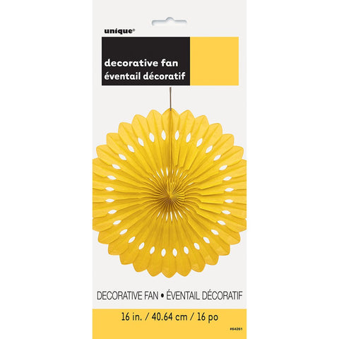Sunflower Yellow Solid Premium Tissue Paper Fan - 16" (1 Count) - Versatile Decoration, Perfect For Parties & Events
