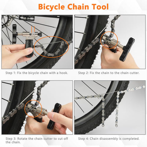 flintronic Bike Chain Tools Set, 4-in-1 Cycling Chain Tool Kit, Bike Chain Splitter+Bike Chain Plier+Chain Wear Indicator+4 Pairs Bicycle Missing Link, Fit for 6/7/8/9/10/11 Speed Chains Link Repair