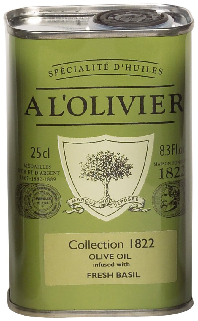 A L'Olivier Olive Oil Infused with Basil, 8.3-Ounce Tins (Pack of 2)