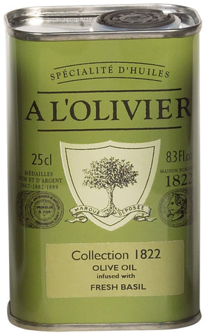 A L'Olivier Olive Oil Infused with Basil, 8.3-Ounce Tins (Pack of 2)