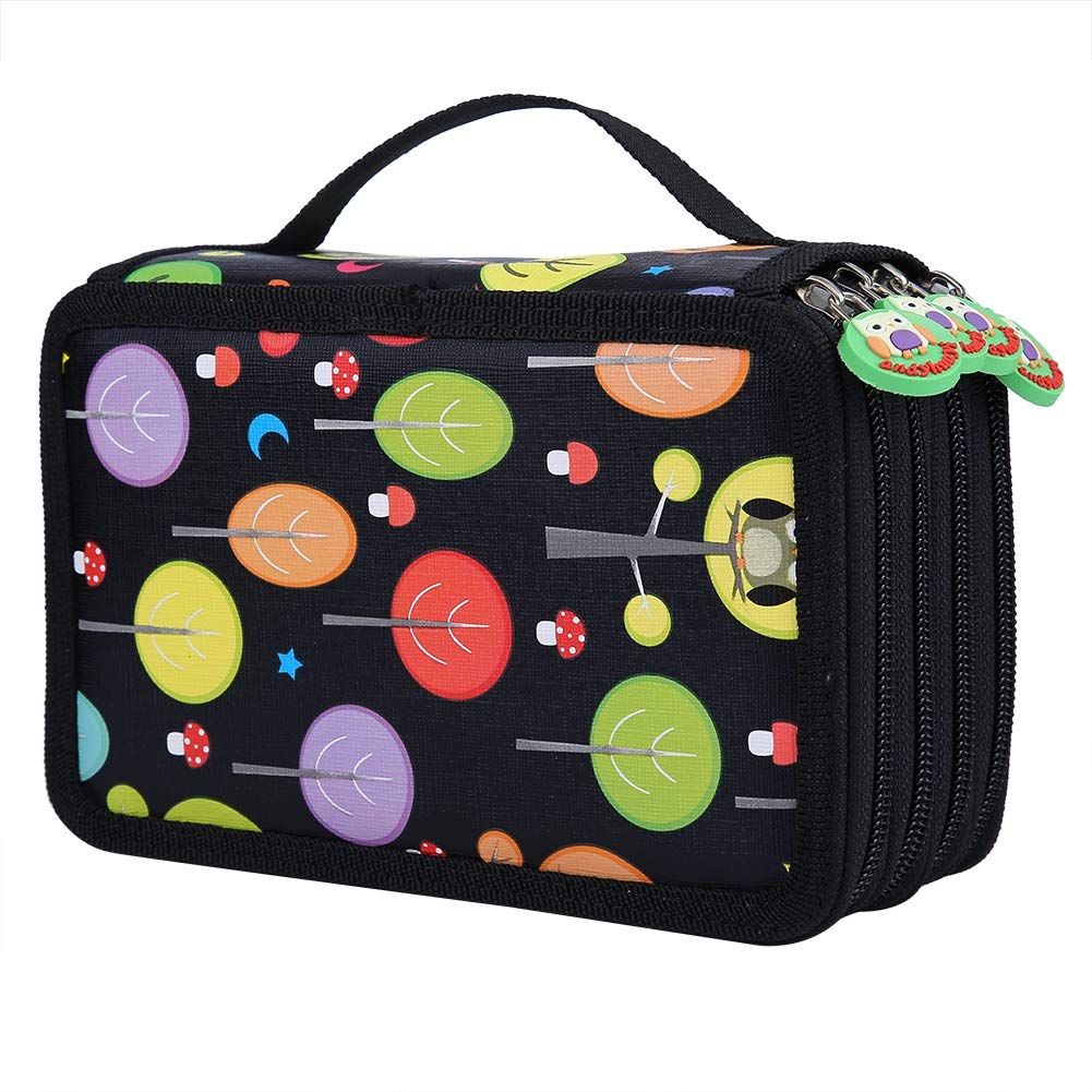 Atyhao 72 Slots Colored Pencil Case, Portable Zippered Pencil Bag Large Pen Pencil Case Stationery Pouch Bag Case for Color Pencils Pens(Black)