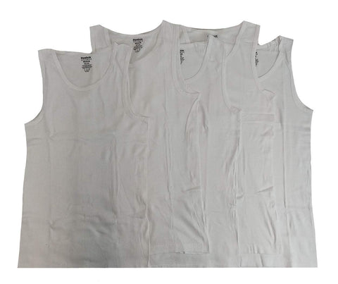 Reebok Men's 5 Pack Cotton Classic Ribbed Tank, White, Medium