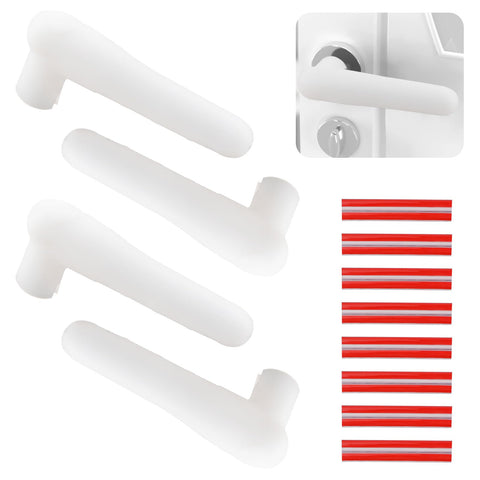 UFURMATE Silicone Door Handle Covers 4Pcs Transparent White Anti-Slip Lever Protectors with Anti-Collision Adhesive Strip for Flat Square Door Levers