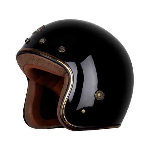 Royal M20 Open Face Motorcycle Helmet - Retro Motorcycle Helmets, Vintage & Classic Style, 3/4 Vespa Helmet (Gloss Black, Large)