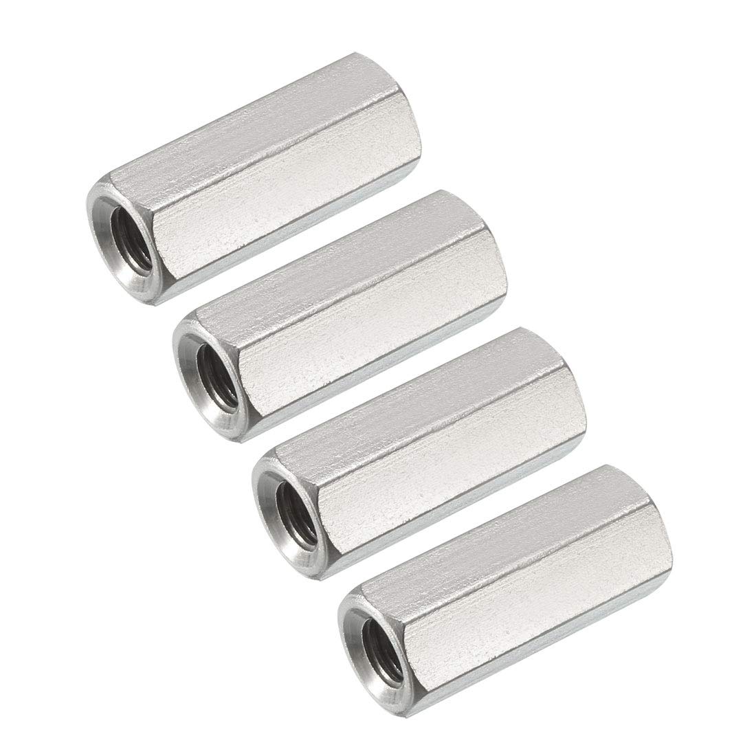 uxcell M6 x 1-Pitch 25mm Length 304 Stainless Steel Metric Hex Coupling Nut, 4Pcs