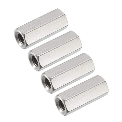 uxcell M6 x 1-Pitch 25mm Length 304 Stainless Steel Metric Hex Coupling Nut, 4Pcs