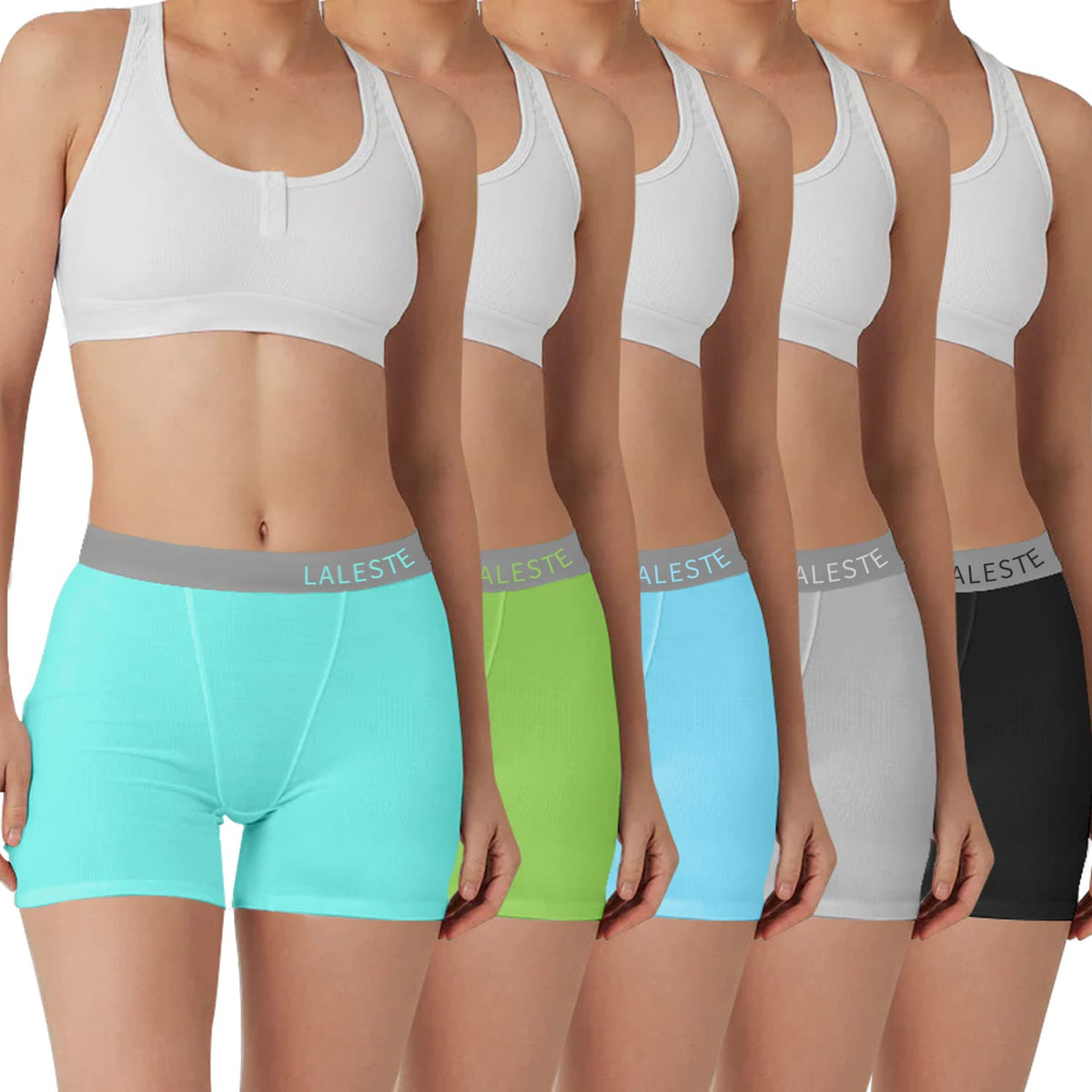 LALESTE 3" Inseam Womens Cotton Boxer Briefs Underwear Boy Shorts Panties for Women 5 Pack