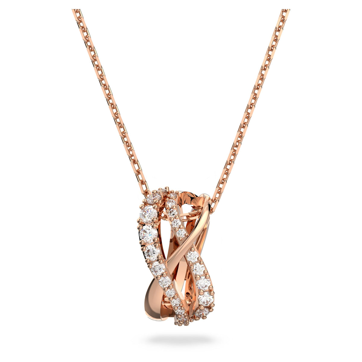 SWAROVSKI Twist necklace, White, Rose-gold tone Finish