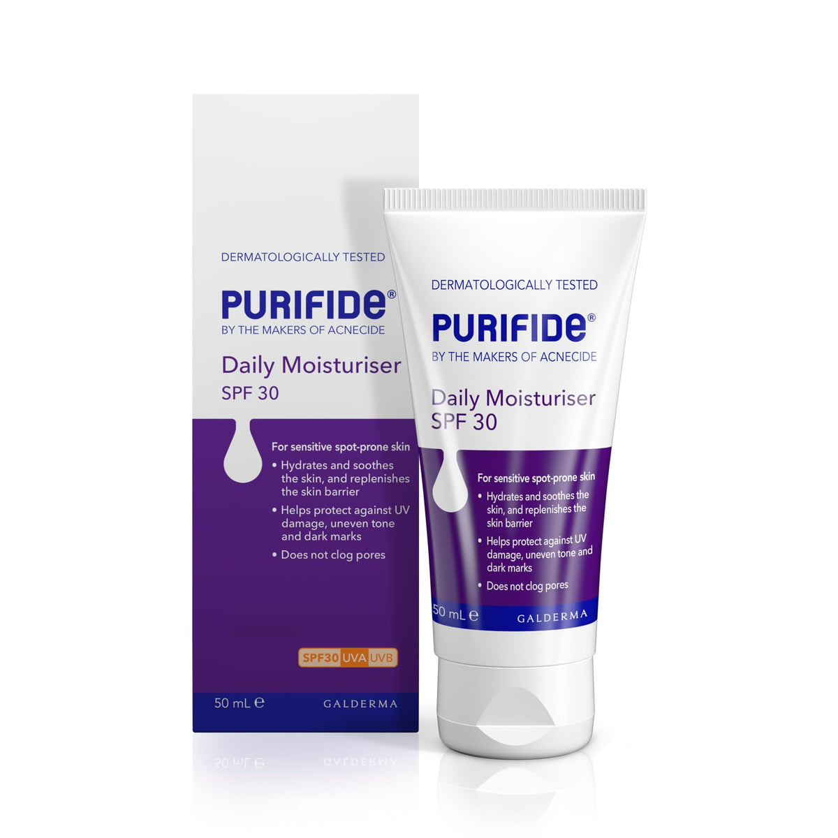 PURIFIDE by Acnecide Moisturiser SPF 30, 50ml, Face Sun Cream For Acne Prone & Sensitive Skin