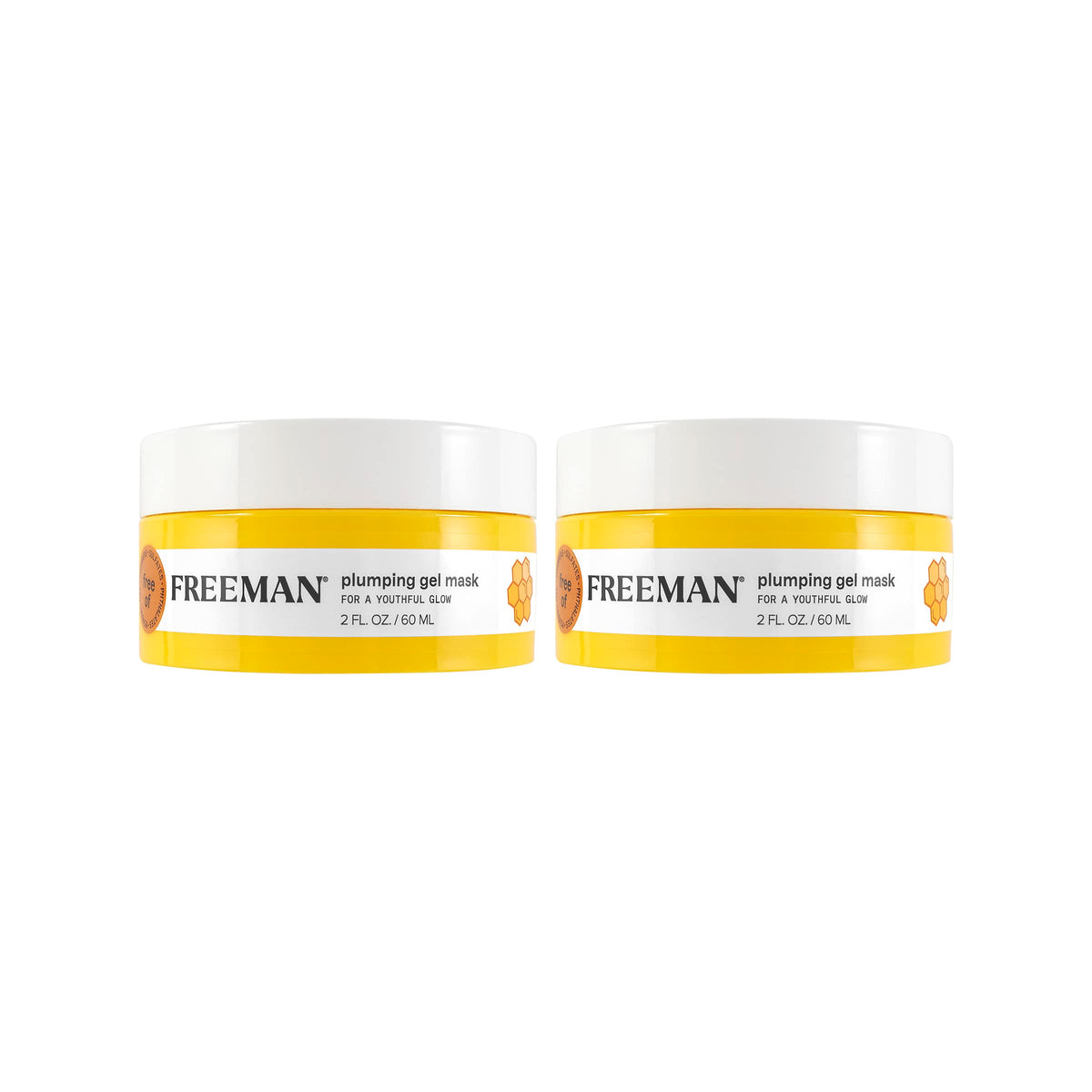 Freeman Plumping Manuka Honey Gel Facial Mask, Niacinamide & Honey, Plumping & Nourishing, Unclogs Pores, Moisturizes Skin for Healthy Glow, Vegan & Cruelty Free, 2 fl.oz./60 mL Jar, 2 Count