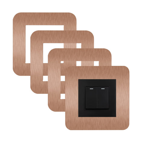 JJWNMLL 4 Pcs Light Switch Cover Plates,Light Switch Surround,Surround Single Light Switch Cover,Switch Sticker Cover,WallFor Home Wall Switch Decoration (Platinum, 8.6cm*8.6cm)