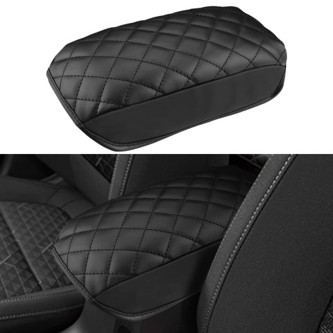 INTGET Car Center Console Armrest Cover for Kia Rio Accessories 2018-2023 2019 2020 2021 2022 Leather Middle Console Arm Rest Box Lid Seat Cover Protector Saver (Black Leather with Pad)
