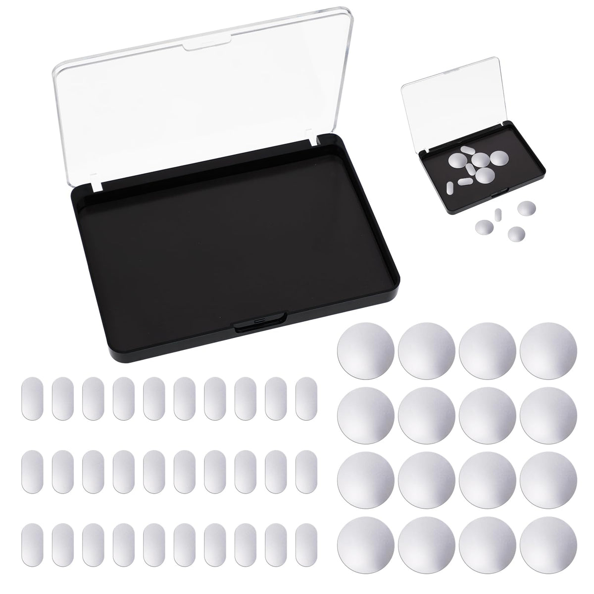 Abeillo Empty Magnetic Makeup Palette Set, 1pc Magnetic Makeup Palette+ 20PCS Round Adhesive Metal Stickers + 30PCS Square Adhesive Metal Stickers for DIY Eyeshadow Blush