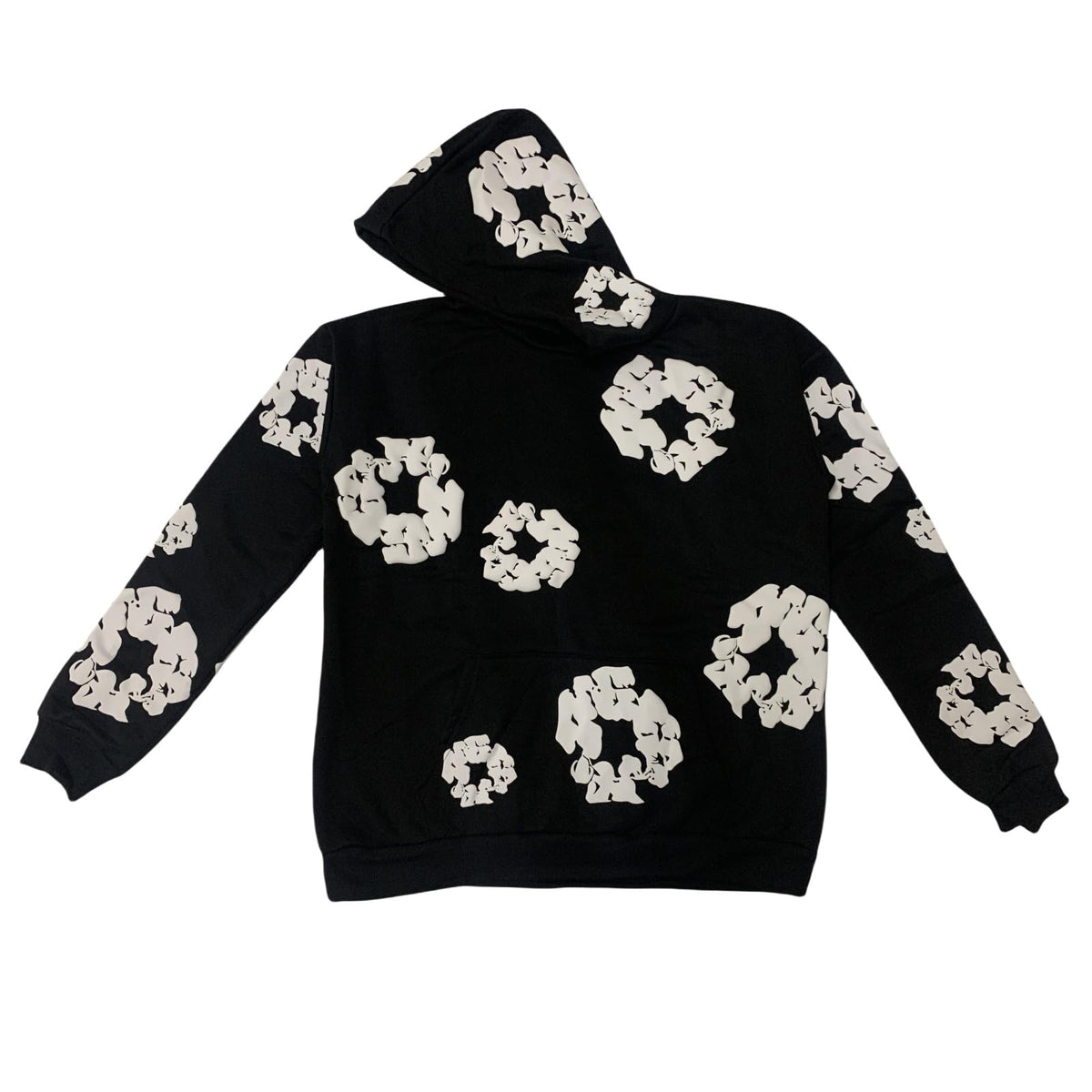 Soosuihoo Men's Flower Puff Print Hoodie Oversized Graphic Vintage Y2K Aesthetic Hoodies Pullover Harajuku Gothic Sweatshirt, Black, Medium