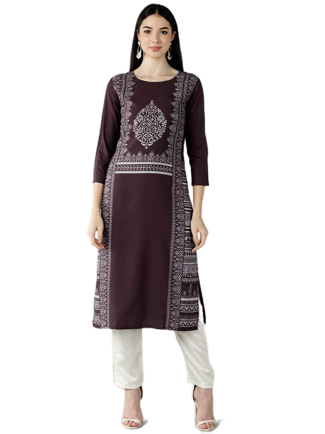 Vaamsi Women's Crepe Regular Kurta (VPK1702_Maroon_XL)
