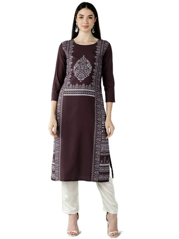 Vaamsi Women's Crepe Regular Kurta (VPK1702_Maroon_XL)