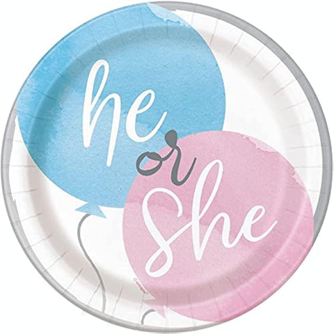 Unique Pink & Blue Gender Reveal Party Dessert Plates - 7" (Pack of 8) - Perfectly Sized for Sweet Surprises & Celebrations
