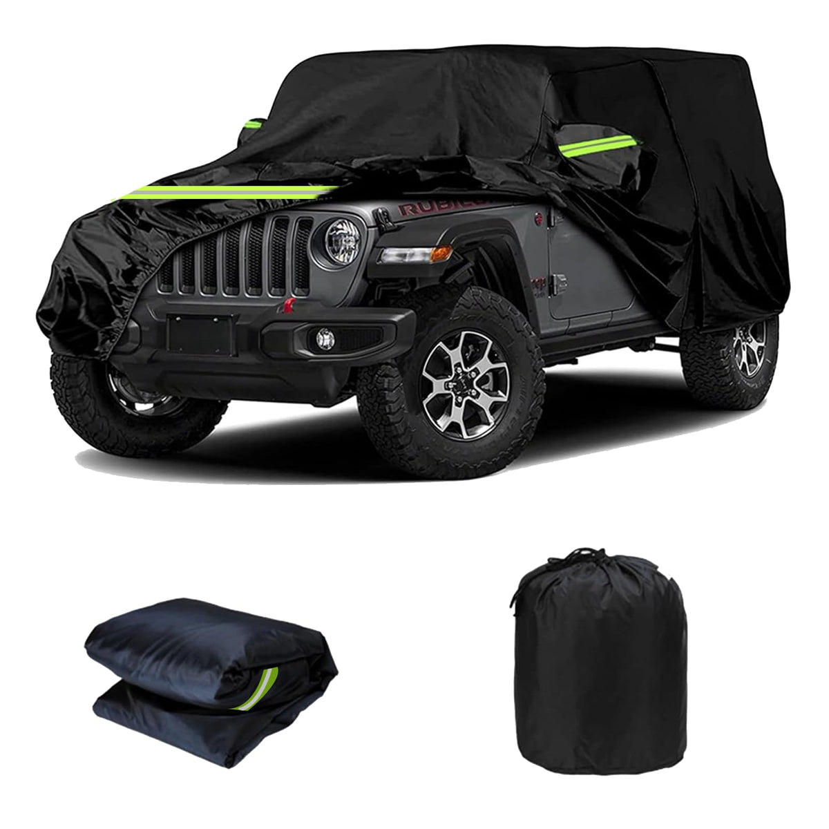 JZAHYUK Waterproof Car Cover for Jeep Wrangler 2 Door, All Weather for Jeep Rain Cover for Automobiles, Outdoor Full Exterior for Jeep Covers Fits JK JL YJ TJ