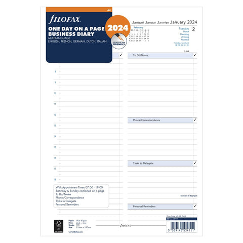 Filofax A4 day per page 5 language appointments diary - 2024