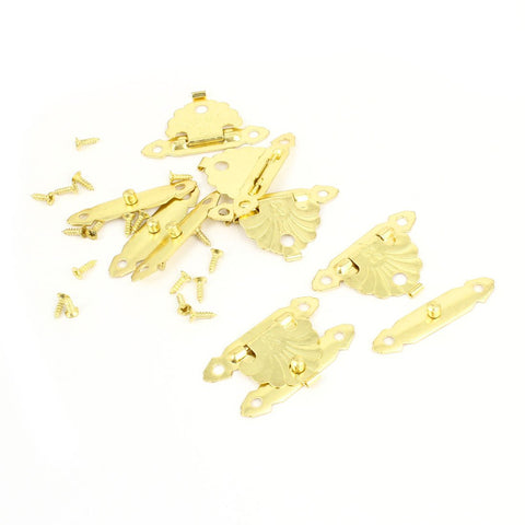 Aexit 5 Pcs Dollhouse Antique Carved Wood Jewelry Box Latch Sets Case Hasp Pad Chest Lock Locking Hook Hinge Gold Tone 1.5" Long (92fc1ba4fc9f4808d5b4b94216095c2e)