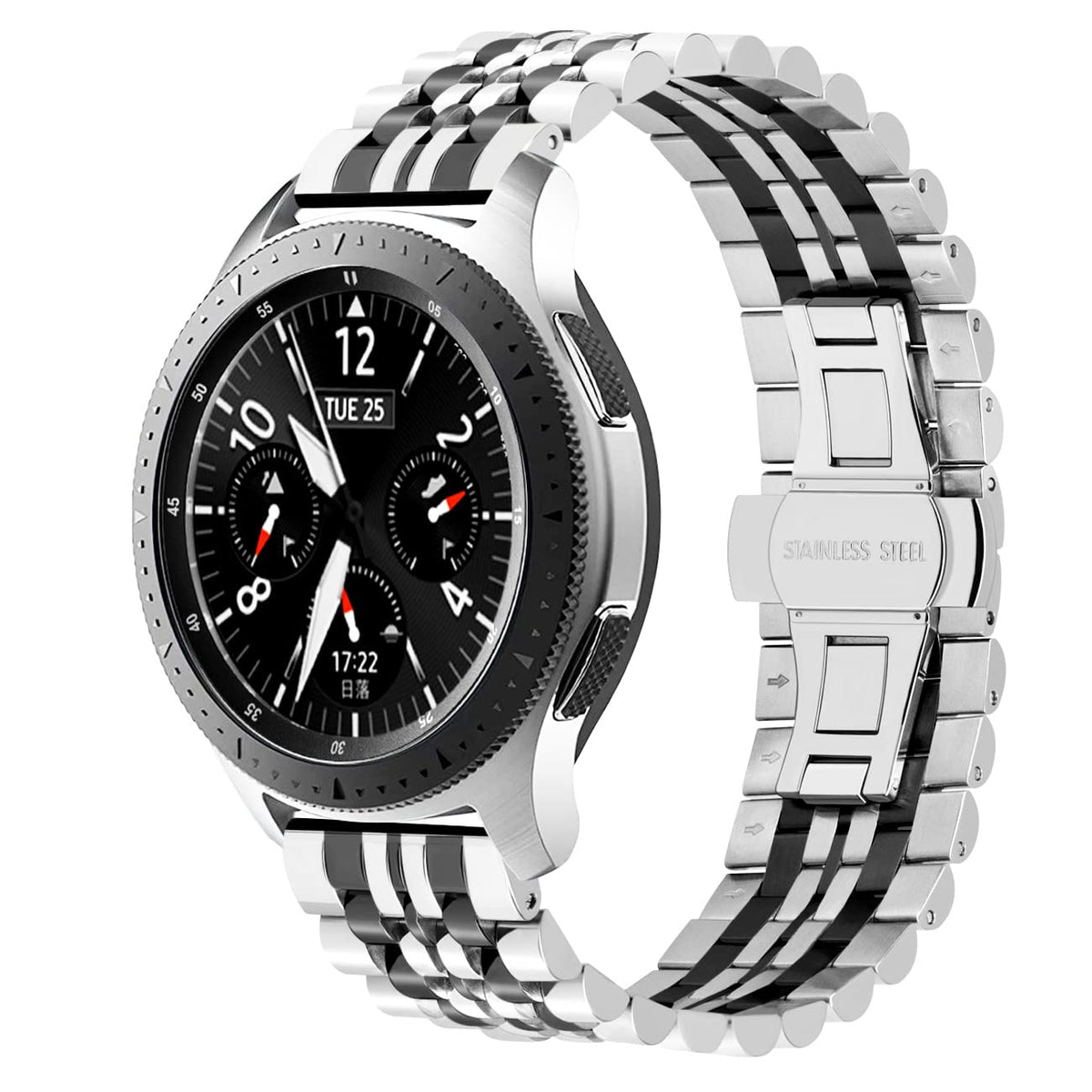 Kai Tian Watch Strap Compatible for Galaxy Watch 46mm Samsung Gear S3 Frontier Classic Silver Black