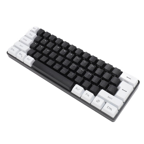 Gaming Keyboard, Wired Ergonomic Keyboard 61 Keys Contrast Color for Family (Black and White)