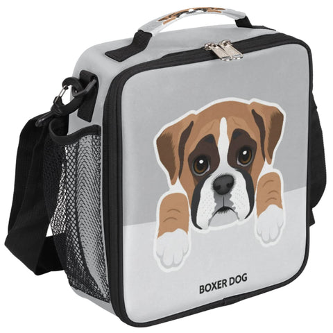 Cute Boxer Dog Lunch Box for Kids Girls Boys, Puppy Lunch Bags for Teens Insulated Lunch boxes for School, Work, Picnic, Cooler Tote Bag with Adjustable Shoulder Strap