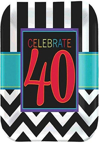 40th Celebration 9" Square Plates, Party Favor