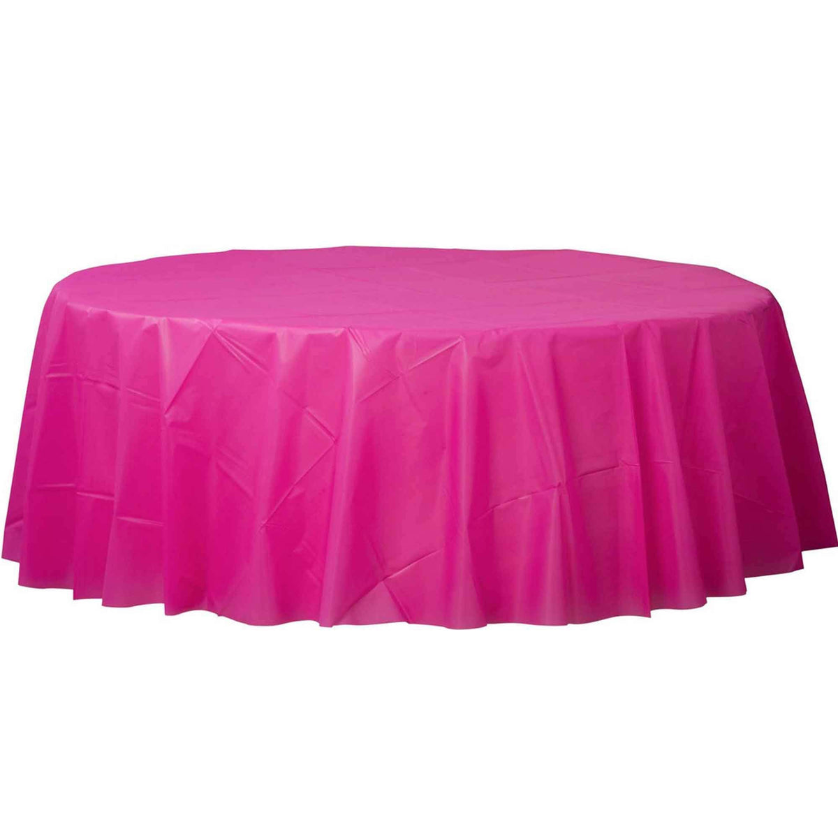 Round Plastic Table Cover - 84" - Elegant & High-Quality Event Essential, Perfect for Parties, Weddings, & Special Occasions, Bright Pink, Pack of 1
