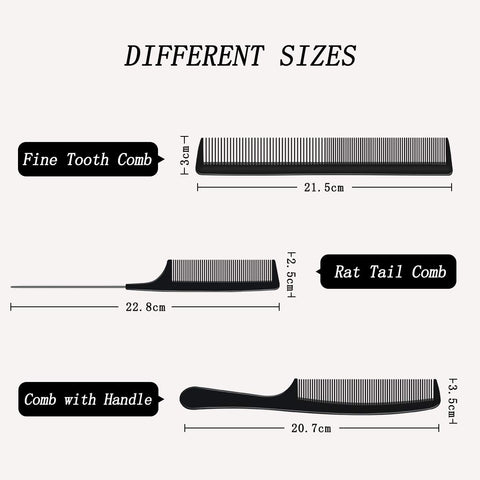 URAQT Hairdressing Combs Set, 3pcs Hair Combs Hair Brushes, Pin Tail Comb, Anti Static Fine Tooth Cutting Comb Professional Salon Styling Comb