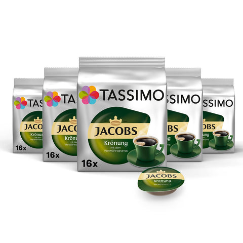 Tassimo Jacobs KrÃ¶nung, Rainforest Alliance Certified, Pack of 5, 5 x 16 T-Discs
