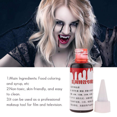 Professional Face Gel Paint Blood for Special Effects, Fake Body Oil Coagulum Fake Blood Gel Vampire Scars Witches Halloween, Red Color(50ml)