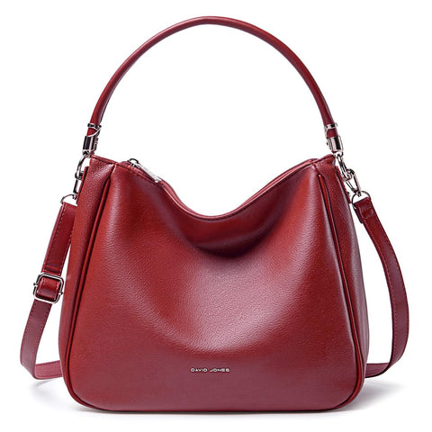David Jones - Women's Hobo Handbag - Shoulder Bag - PU Leather Shoulder Bag - Medium Tote Bag with Long Handle - Classic City Fashion Practical Elegant, Red, One Size, Stylish