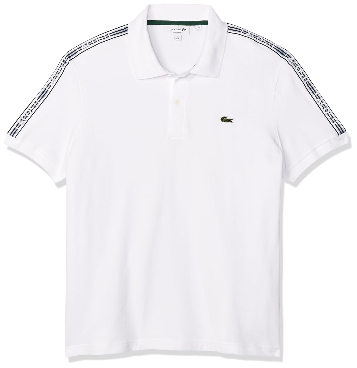 Lacoste Mens Contemporary Collections Short Sleeve Regular Fit Mini Pique with Shoulder Taping Polo Shirt, White, X-Large US