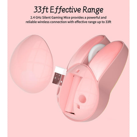 2.4GHz Wireless Mouse, Cute Silent USB Mouse Portable Mobile Optical Mice Cartoon Computer Mouse, 1200DPI Cordless Gaming Mice for Laptop Desktop PC, 33ft Effective Range(Rabbit) (Blue)