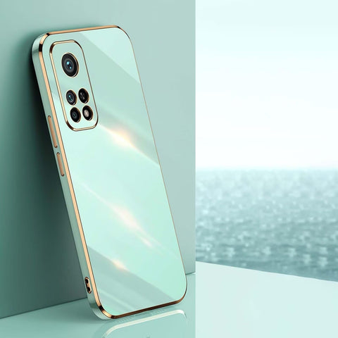 ATISIJIE Case for Xiaomi Mi 10T Cover, Electroplating Soft Silicone TPU Cover, Flexible Silicone Protective Phone Case with Golden Edging Shockproof Bumper Cover Green