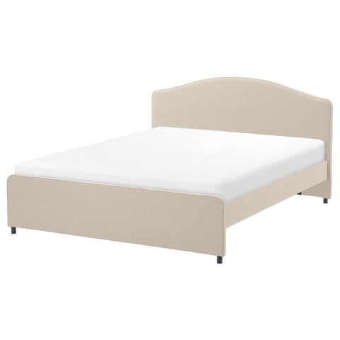IKEA HAUGA upholstered Bed Frame, 180x200 cm, Lofallet Beige