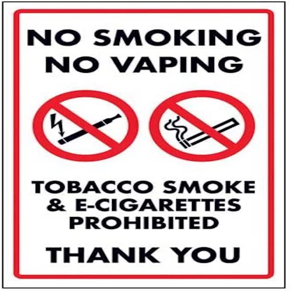 VSafety 57059AU-S Vaping/Tobacco Smoke & E-Cigarettes Sign, 200mm x 300mm, Red