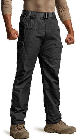 CQR Men's Tactical Pants, Water Resistant Ripstop Cargo Pants, Lightweight EDC Work Hiking Pants, Outdoor Apparel, Raider Black, 34W x 32L
