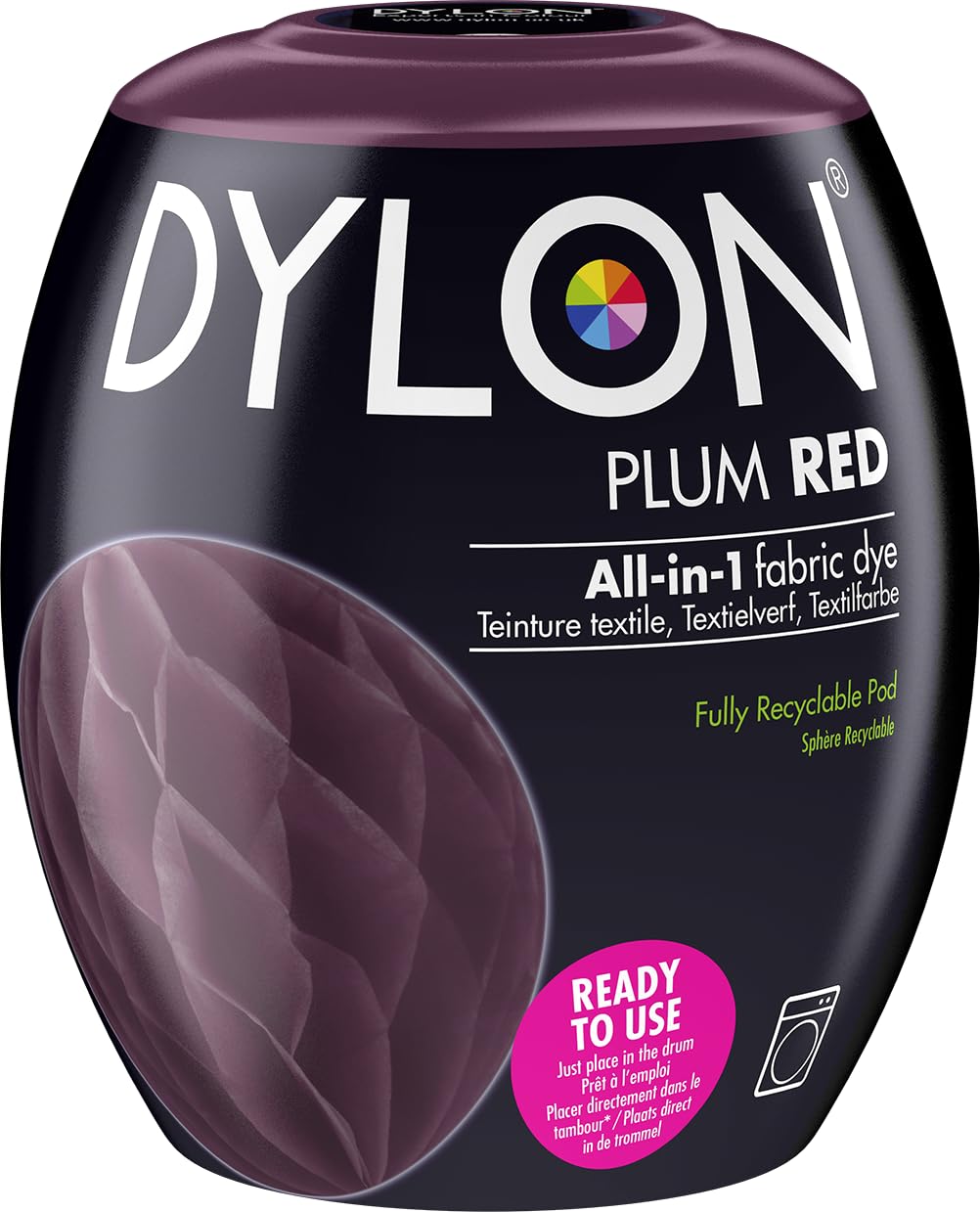DYLON Washing Machine Fabric Dye Pod for Clothes & Soft Furnishings, 350g - Plum Red